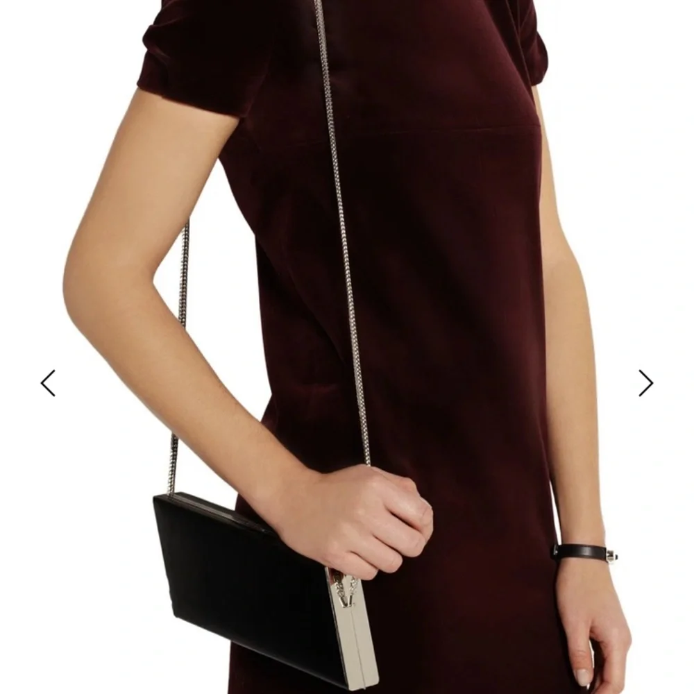 Saint Laurent Diagonal Leather Minaudière Clutch Black Gold - Picture 4 of 16